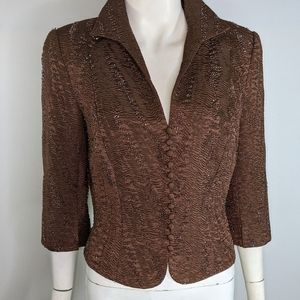 Carmen Marc Valvo Collection Brown Beaded Jacket